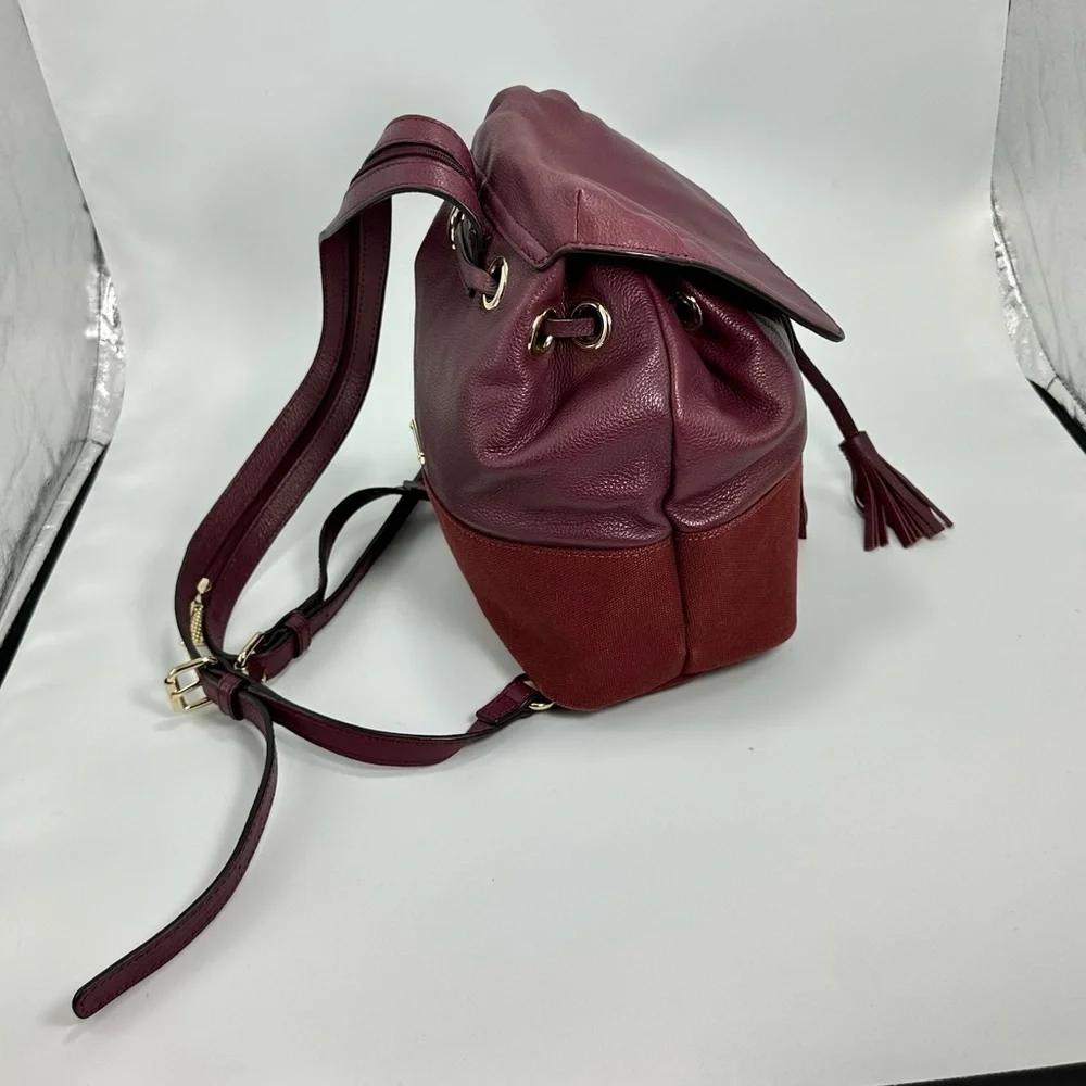 Rebecca Minkoff burgundy mansfield leather backpack with tassels